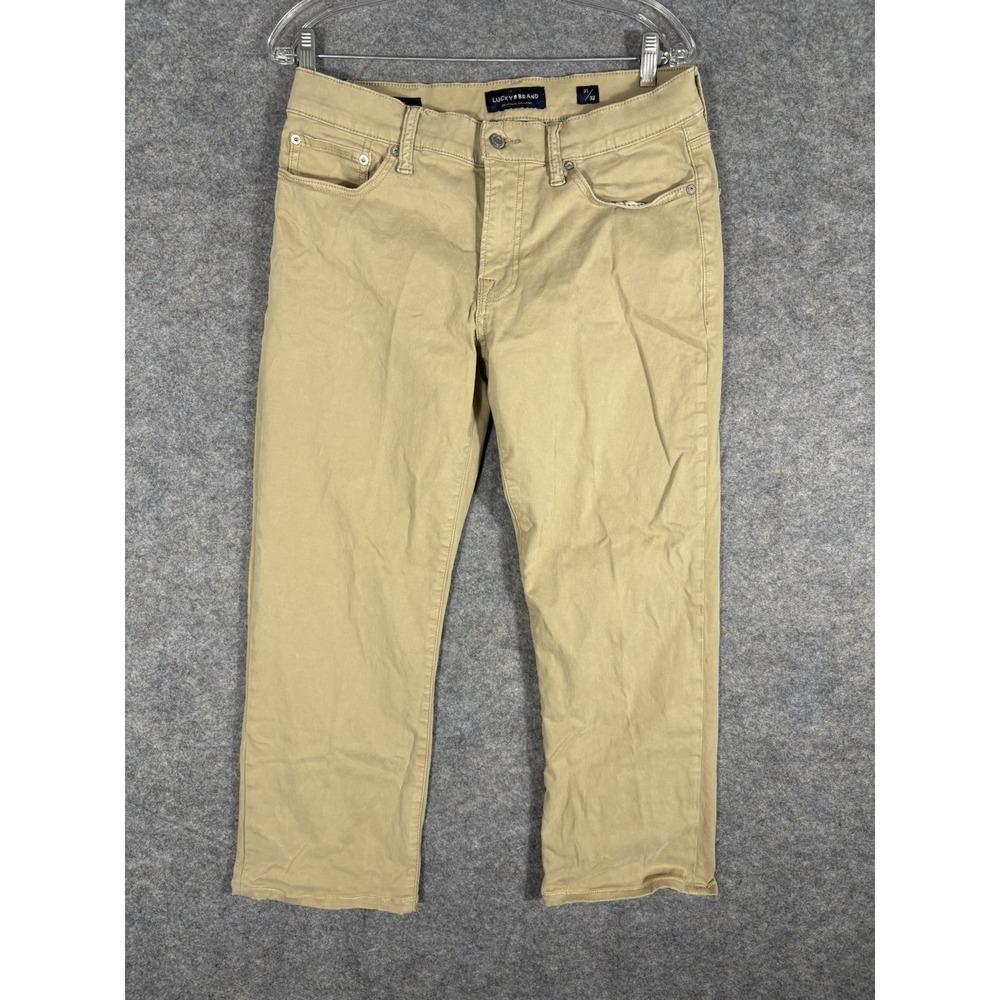 Lucky Brand 363 Straight Pants Mens 31x32 Khaki Beige Stretch‎ Casual Cotton